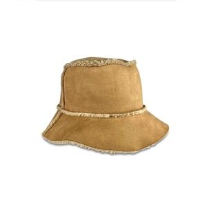 Hatattack Womens Faux Shearling Bucket Hat Brown OS